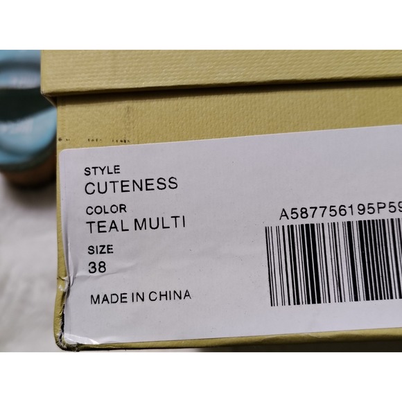 NEW L'Artiste by Spring Step Leather Wedge Sandals Cuteness Teal Multi Sz 38 - Picture 9 of 10